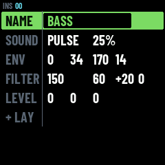 Instrument — Les sons se fabriquent sur la machine : PULSE, NOISE, WAVE, SMPL, VOX, DRUM.